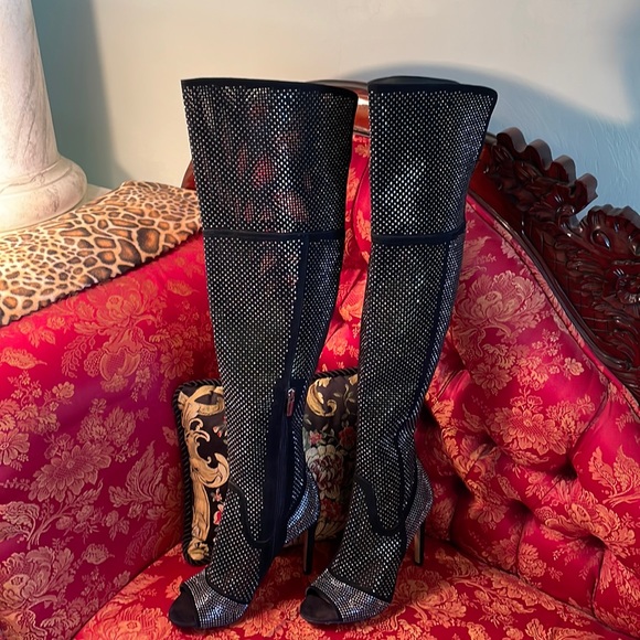 Vince Camuto Boots, Size 7, Open Toe, Leather with Bling - Picture 1 of 5